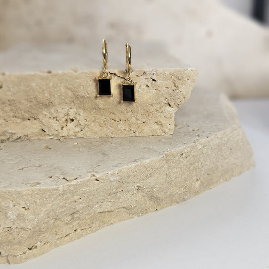 AMBER EARRINGS | GOLD & BLACK