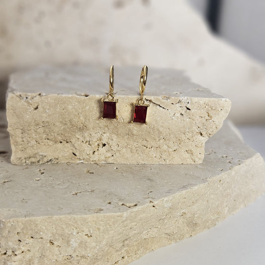 AMBER EARRINGS | GOLD & RUBY